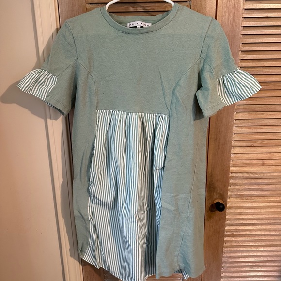 ENGLISH FACTORY
Knit Stripe Woven Mixed Dress sage size small - Picture 3 of 4